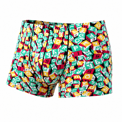 Cube Print Ice Silk Boxer Short – S–2XL | Silk & Synthetic