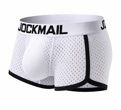 Butt-Enhancing Boxer Brief – White, Navy Blue & Black | M–2XL | Mesh