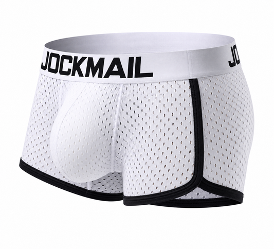 Butt-Enhancing Boxer Brief – White, Navy Blue & Black | M–2XL | Mesh