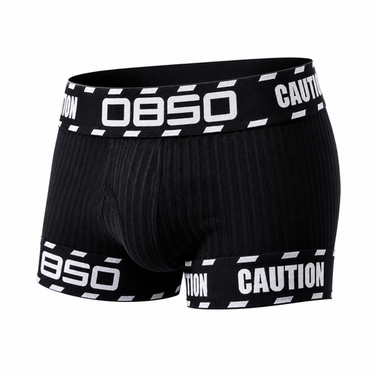 Caution Print Boxer Short – Black, Blue & Yellow | M–2XL | Cotton & Lycra