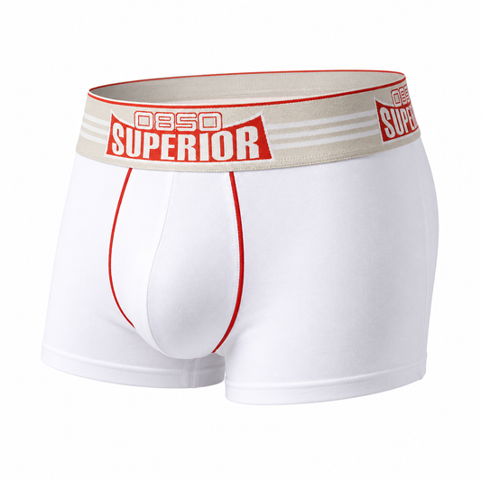 Superior Boxer Short – White, Red & Blue | M–2XL | Cotton & Lycra