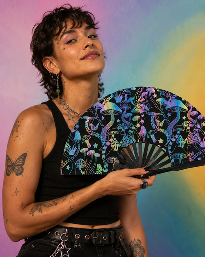 Printed Folding Fan – 6 Designs | Bamboo & Fibre Cloth | 68cm
