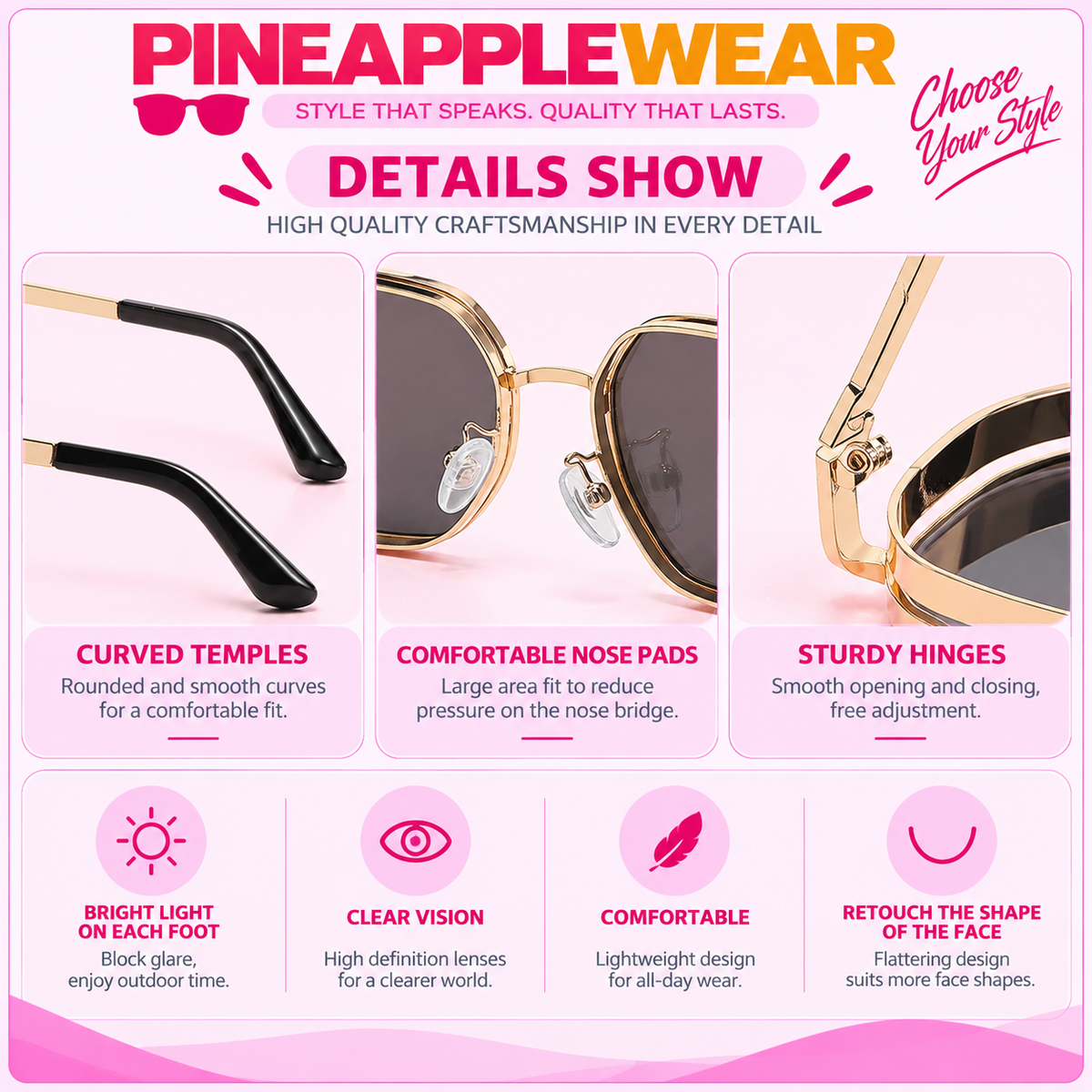 Square Thick Rim Sunglasses – 6 Colours | One Size | Copper & Polycarbonate