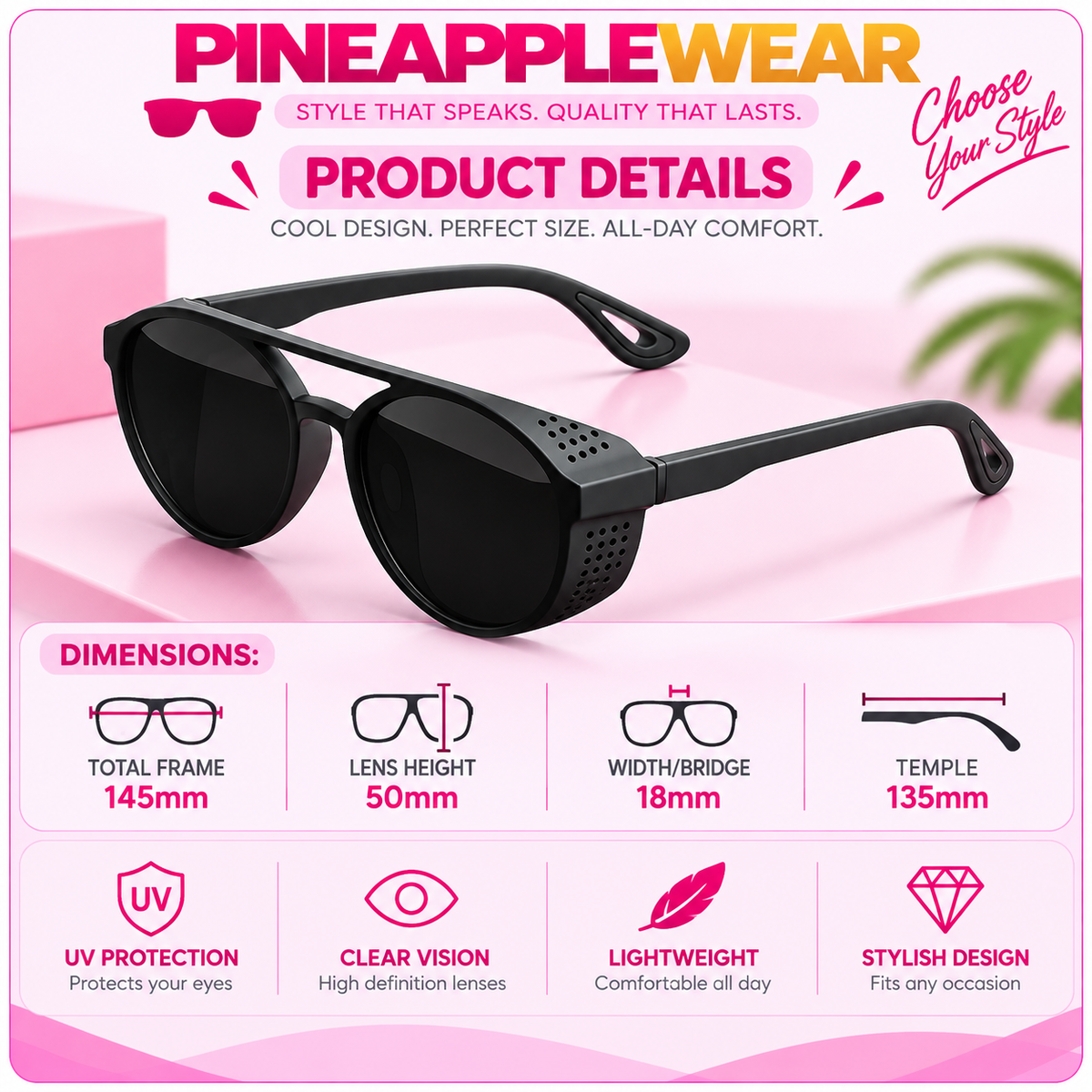 Round Steampunk Goggle Sunglasses – 6 Colours | One Size | Polarized UV400