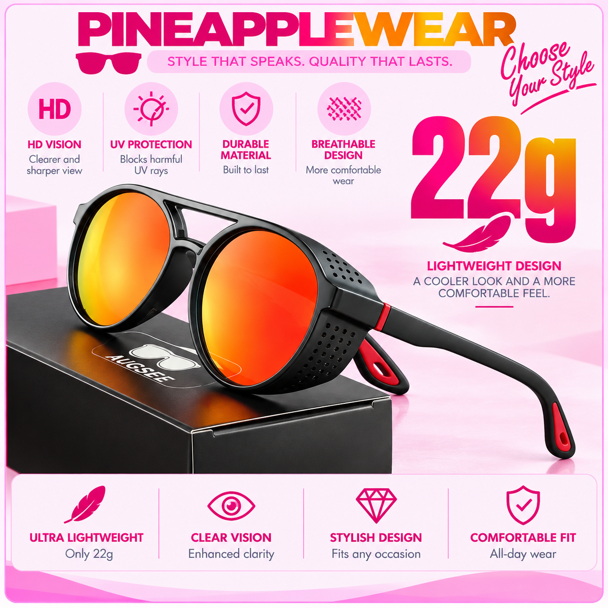 Round Steampunk Goggle Sunglasses – 6 Colours | One Size | Polarized UV400
