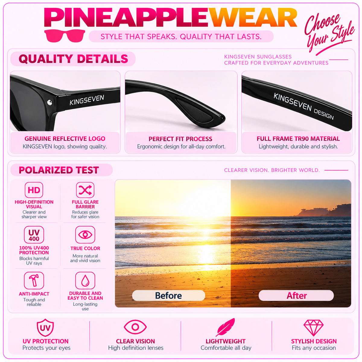 Oversized Sport Sunglasses – 7 Colours | One Size | TR-90 & TAC