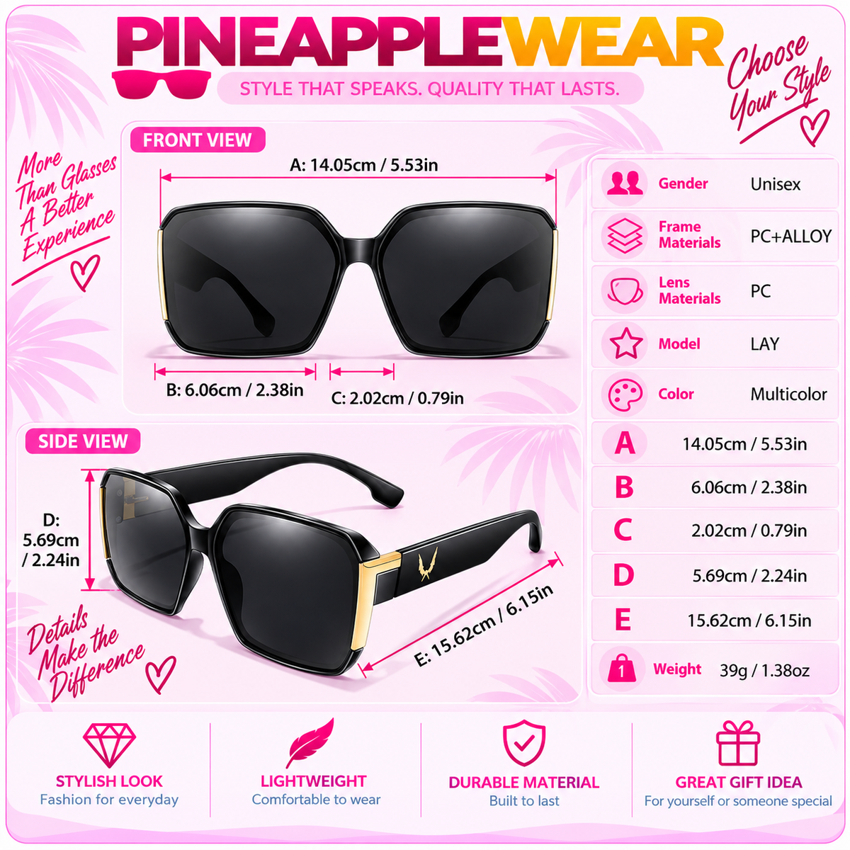 Square Sunglasses – 6 Styles | One Size | UV Protection