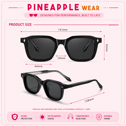 Elegant Square Sunglasses – 7 Colours | UV400 | With or Without Case