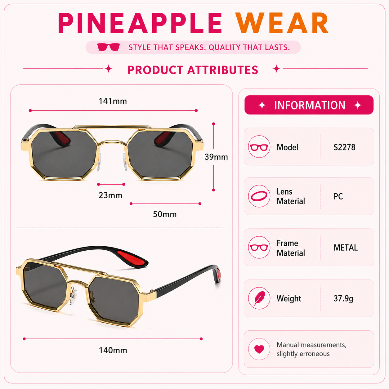 Photochromic Square Sunglasses – UV400 | 7 Colours | TAC Lens