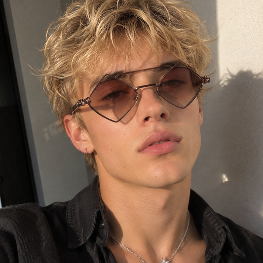 Hollow Frame Geometric Sunglasses – UV400 | 3 Shapes | Alloy Double Beam