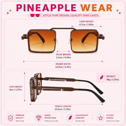 Hollow Frame Geometric Sunglasses – UV400 | 3 Shapes | Alloy Double Beam