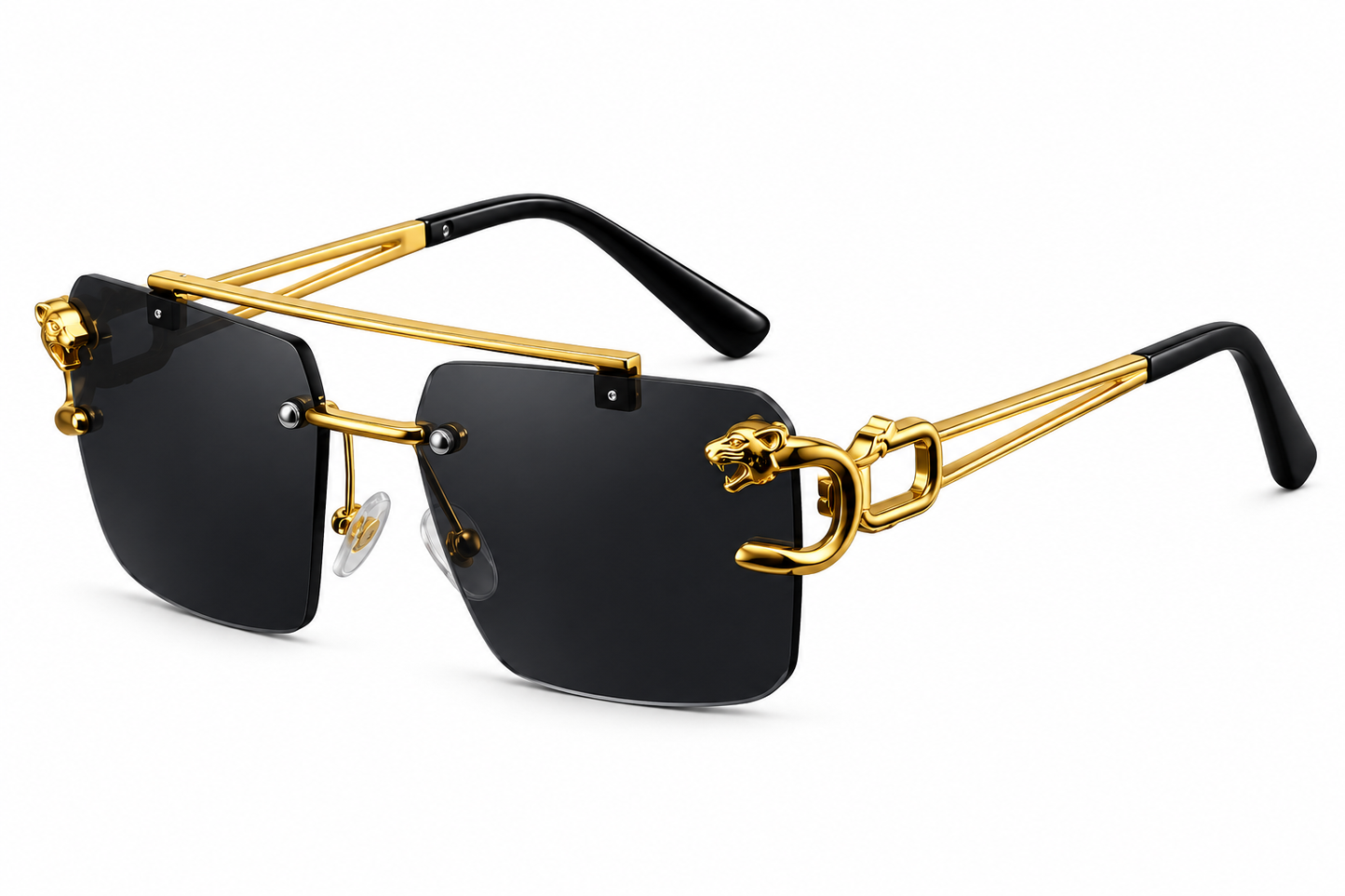 Frameless Punk Sunglasses – UV400 | 2 Colours | Gold Detail