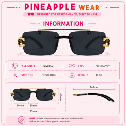 Double Beam Frameless Sunglasses – UV400 | 5 Colours | Leopard Detail