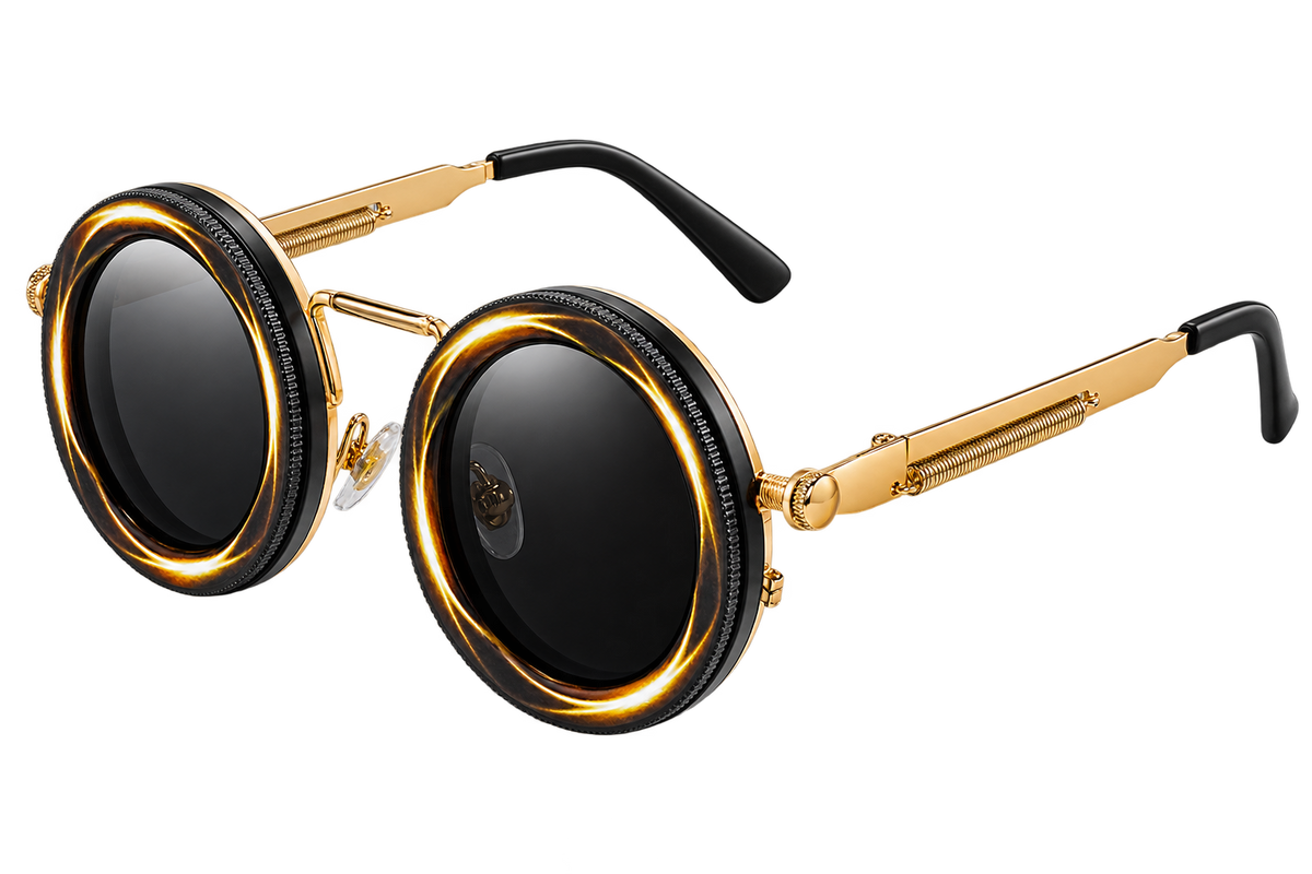 Round Steampunk Sunglasses – UV400 | 10 Colours | Metal Frame