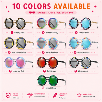 Round Steampunk Sunglasses – UV400 | 10 Colours | Metal Frame