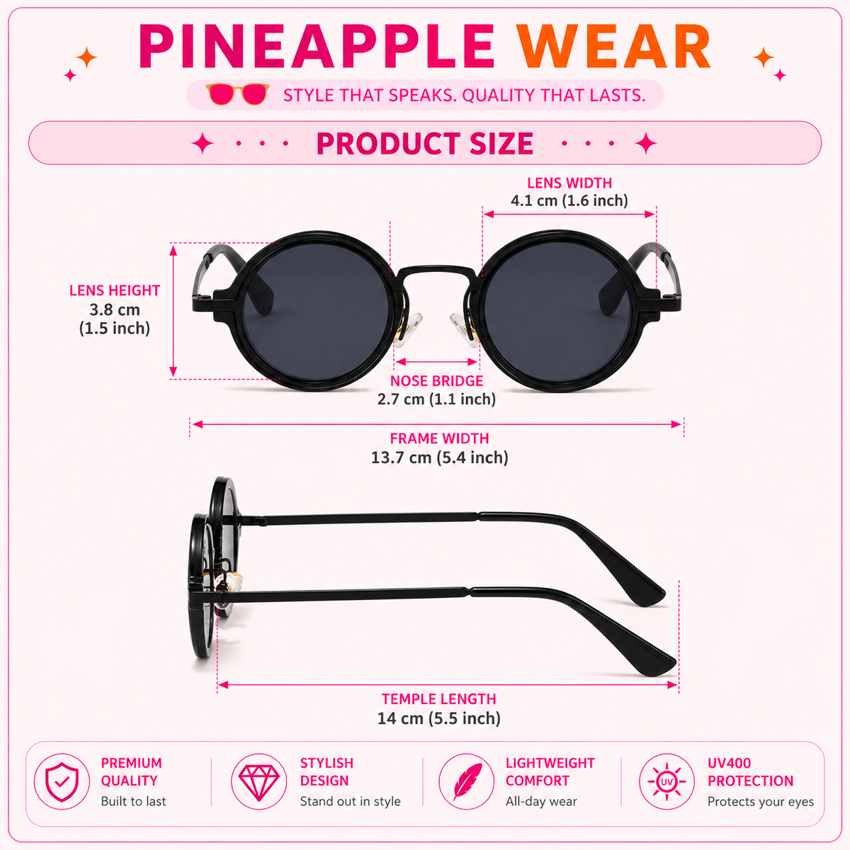 Photochromic Round Sunglasses – UV400 | 6 Colours | Alloy Frame