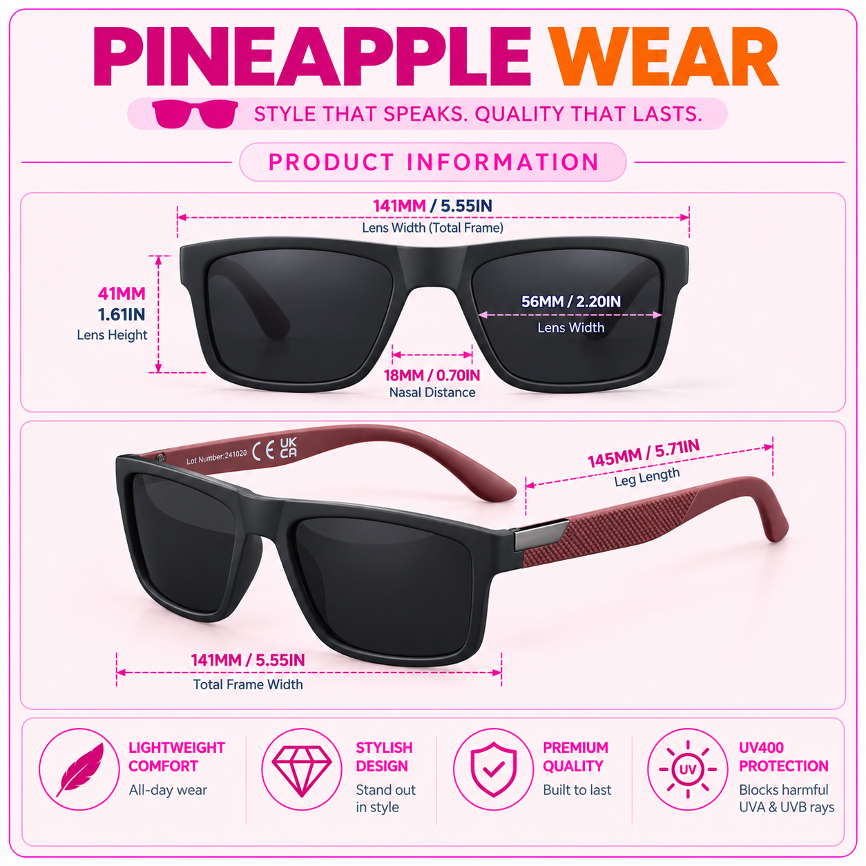 Square Polarized Sunglasses – 9 Colours | One Size | Polycarbonate & TAC