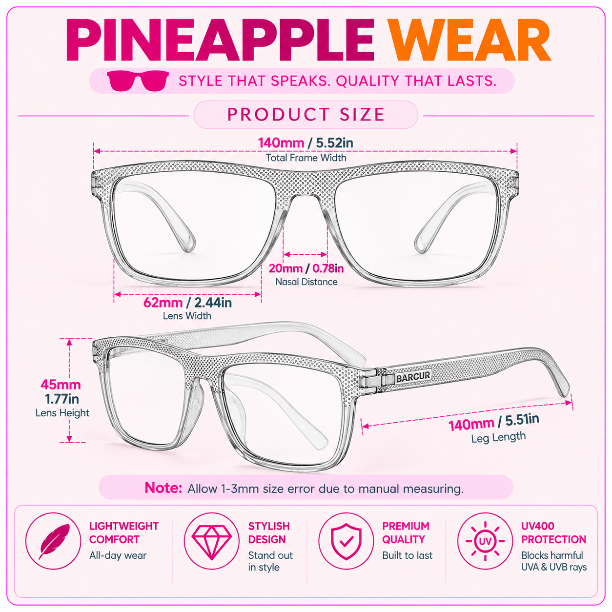 Sport Rectangle Sunglasses – 4 Colours | One Size | TR-90 & TAC