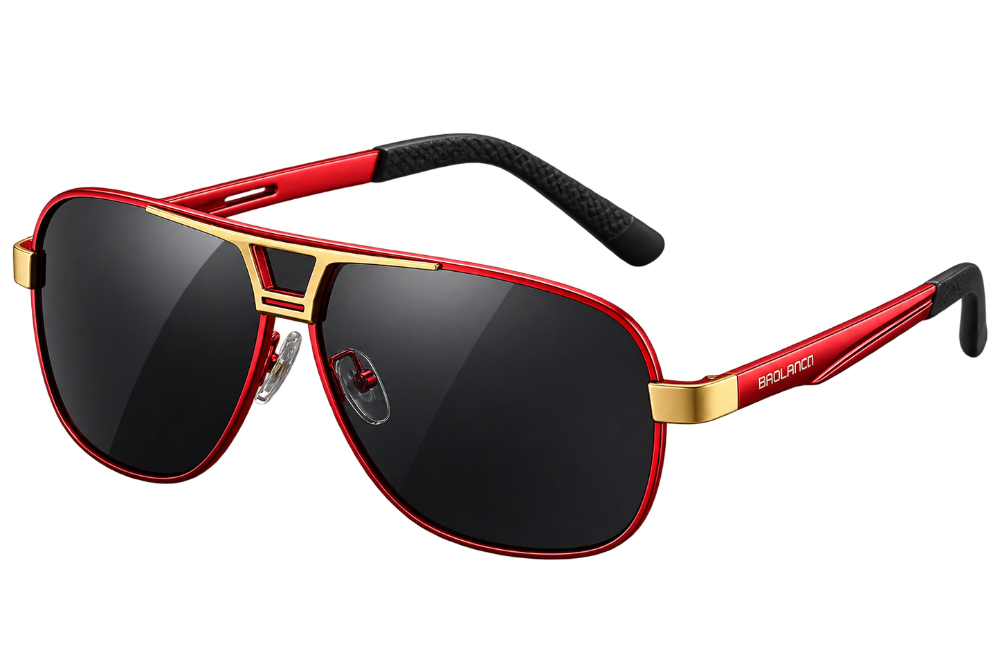Square Photochromic Polarized Sunglasses – Silvery, Red, Golden & Black | One Size | Aluminium & TAC
