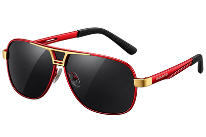 Square Photochromic Polarized Sunglasses – Silvery, Red, Golden & Black | One Size | Aluminium & TAC