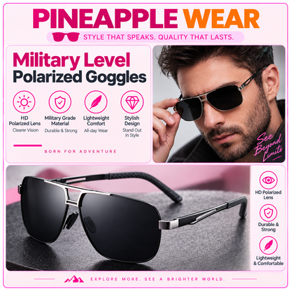Square Photochromic Polarized Sunglasses – Silvery, Red, Golden & Black | One Size | Aluminium & TAC