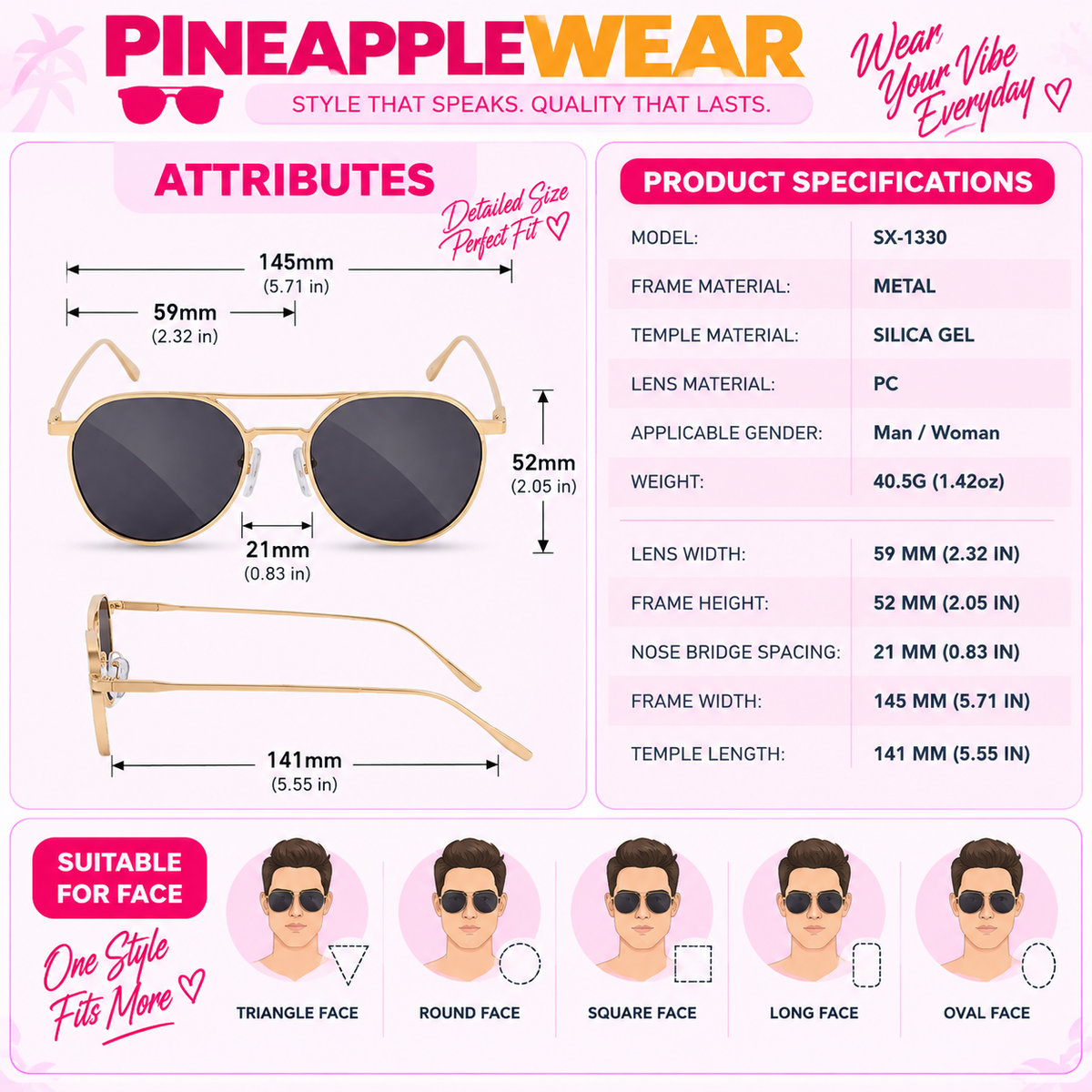 Vintage Oval Sunglasses – 9 Colours | One Size | Alloy Frame