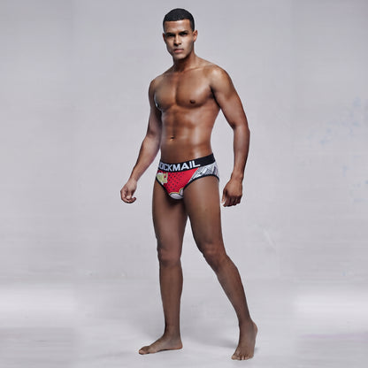 Jockmail Cheeky Brief – 6 Prints | M–2XL | Nylon & Lycra