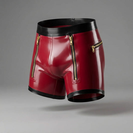 Men's Handmade Natural Latex Boxer Shorts – Double Front Zipper | 21 Colours | XS–Custom Made