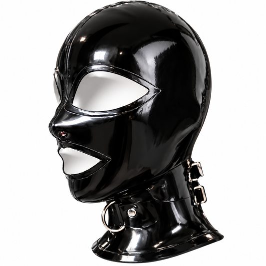 Handmade Latex Hood Mask with Neck Buckle