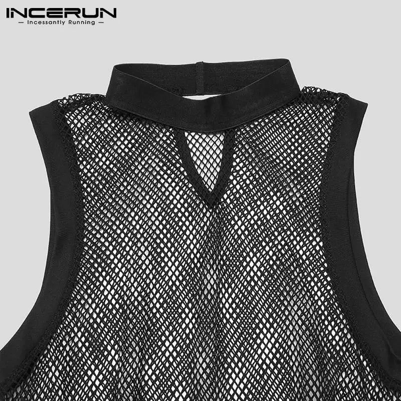 Mesh Patchwork See-Through Bodysuit – Black | S–5XL | Polyester & Spandex