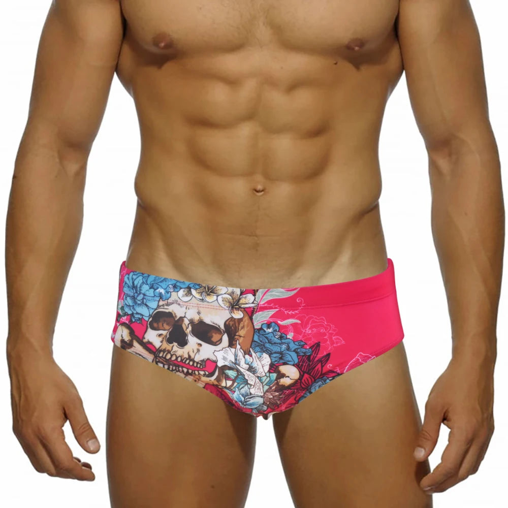 Cartoon Print Swim Brief – 16 Colours | M–2XL | Polyester & Elastane
