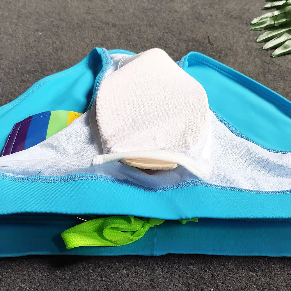 Swimbrief with Rainbow Detail – Dark Blue, Sky Blue, White & Black | M–XXL
