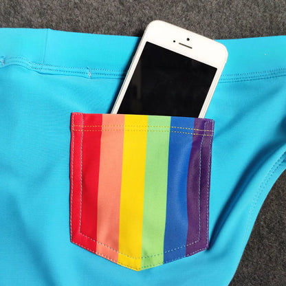 Swimbrief with Rainbow Detail – Dark Blue, Sky Blue, White & Black | M–XXL