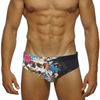 Cartoon Print Swim Brief – 16 Colours | M–2XL | Polyester & Elastane