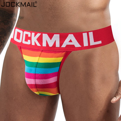 Rainbow Waistband Jockstrap – Black, Blue & Red | M–2XL | Cotton & Lycra