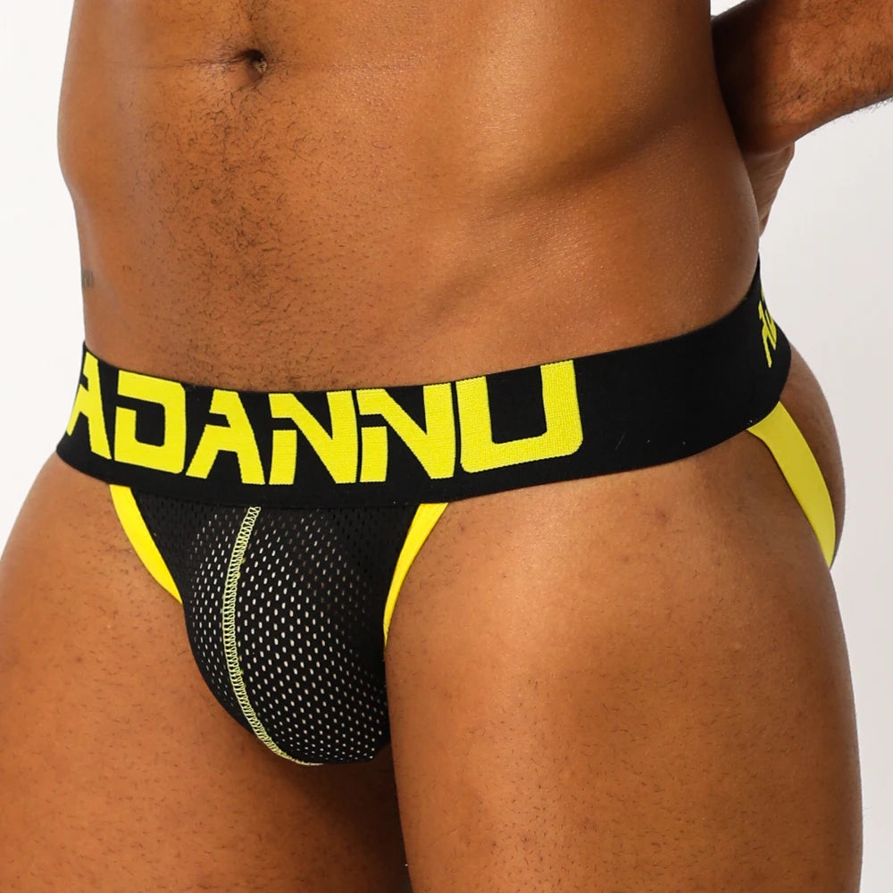 Pouch Jockstrap – Black, Blue & Yellow | M–2XL | Polyester & Mesh