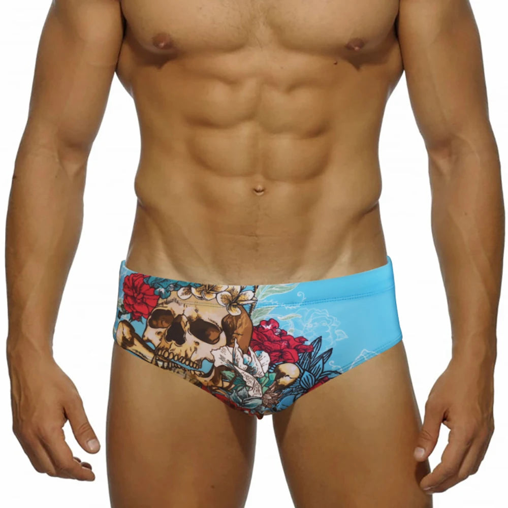 Cartoon Print Swim Brief – 16 Colours | M–2XL | Polyester & Elastane