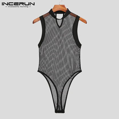 Mesh Bib Jumpsuit – Sheer Mesh Triangle Bodysuit | S–XL