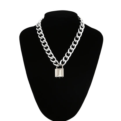 Padlock Pendant Chain Necklace – Silver & Gold | Aluminium Alloy | Vintage