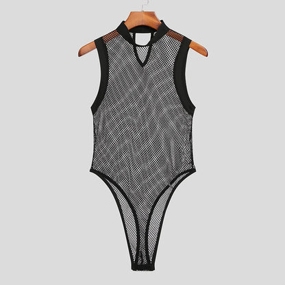 Mesh Bib Jumpsuit – Sheer Mesh Triangle Bodysuit | S–XL
