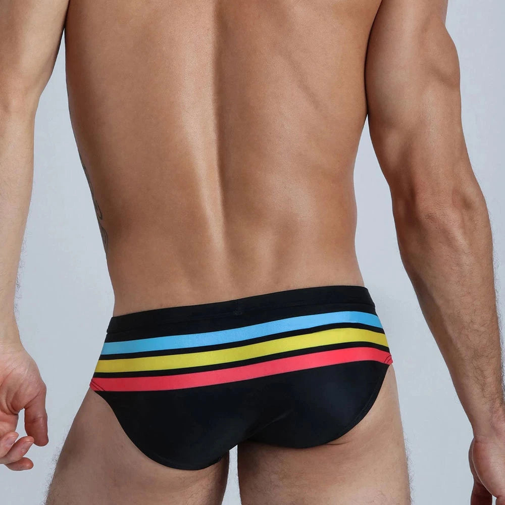 Swimbrief Rainbow – Black, Red, Blue & Orange | With or Without Pad | M–XXL