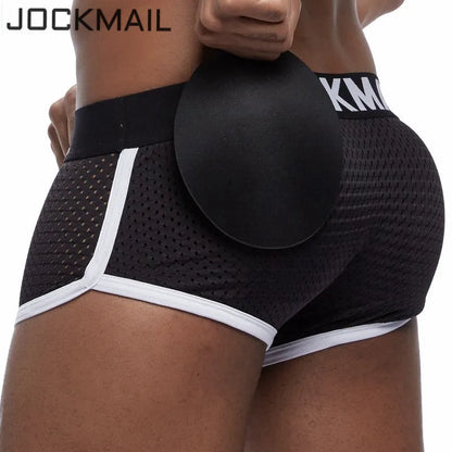 Butt-Enhancing Boxer Brief – White, Navy Blue & Black | M–2XL | Mesh