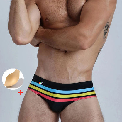 Swimbrief Rainbow – Black, Red, Blue & Orange | With or Without Pad | M–XXL