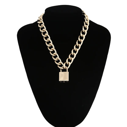 Padlock Pendant Chain Necklace – Silver & Gold | Aluminium Alloy | Vintage