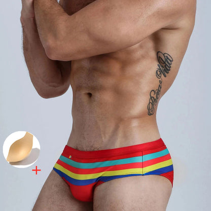 Swimbrief Rainbow – Black, Red, Blue & Orange | With or Without Pad | M–XXL