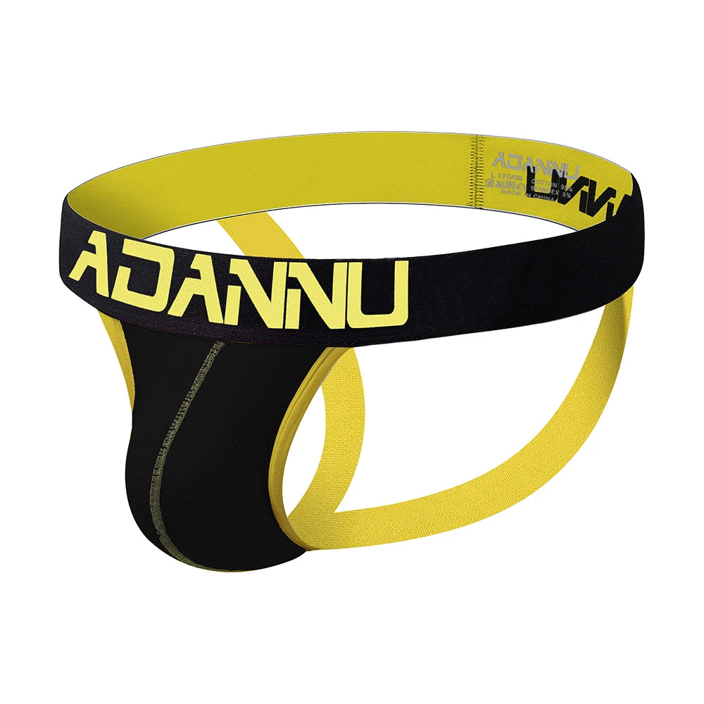 Pouch Jockstrap – Black, Blue & Yellow | M–2XL | Polyester & Mesh