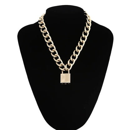 Padlock Pendant Chain Necklace – Silver & Gold | Aluminium Alloy | Vintage