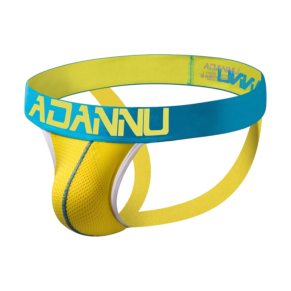 Pouch Jockstrap – Black, Blue & Yellow | M–2XL | Polyester & Mesh
