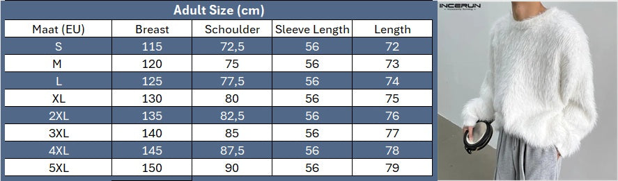 INCERUN Men's Plush Solid Colour Pullover – O-Neck Long Sleeve Casual Streetwear Sweater | S–5XL