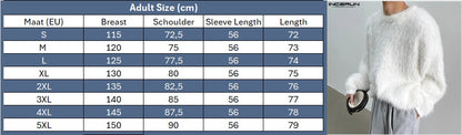 INCERUN Men's Plush Solid Colour Pullover – O-Neck Long Sleeve Casual Streetwear Sweater | S–5XL
